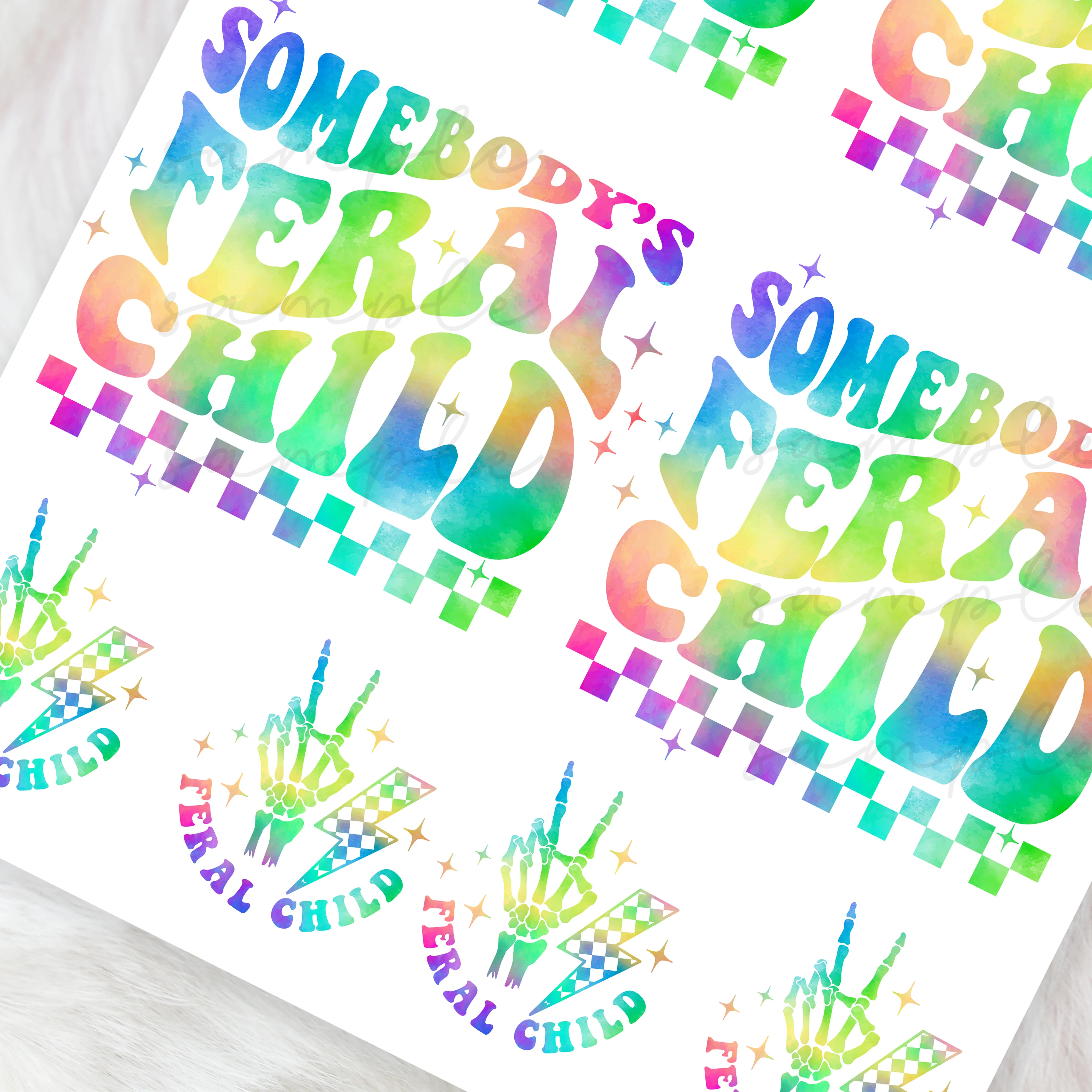 Somebody's feral child - CHOOSE UV DTF decal - DTF Transfer - Image 2