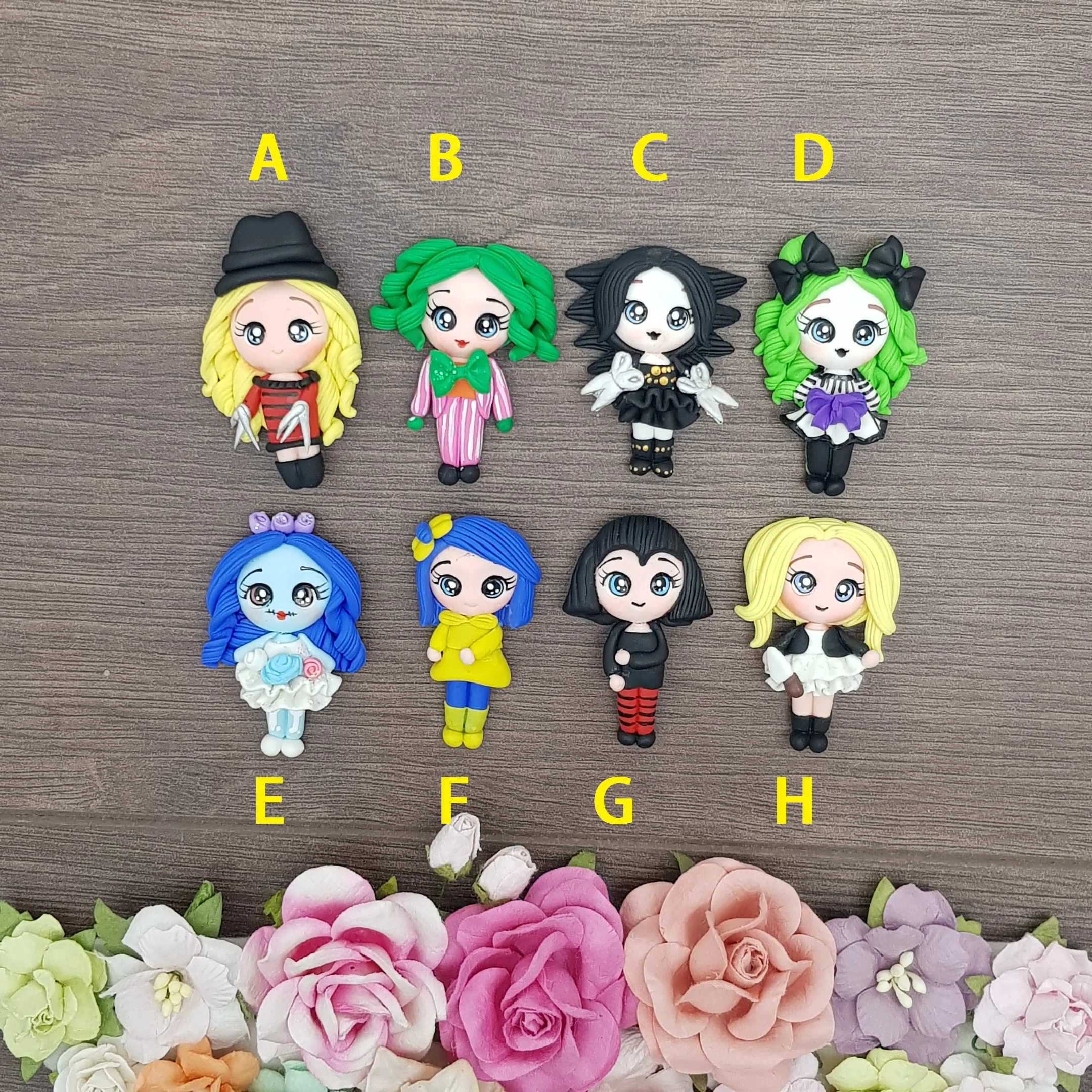 Spooky Halloween girls - Handmade Flatback Clay Bow Centre