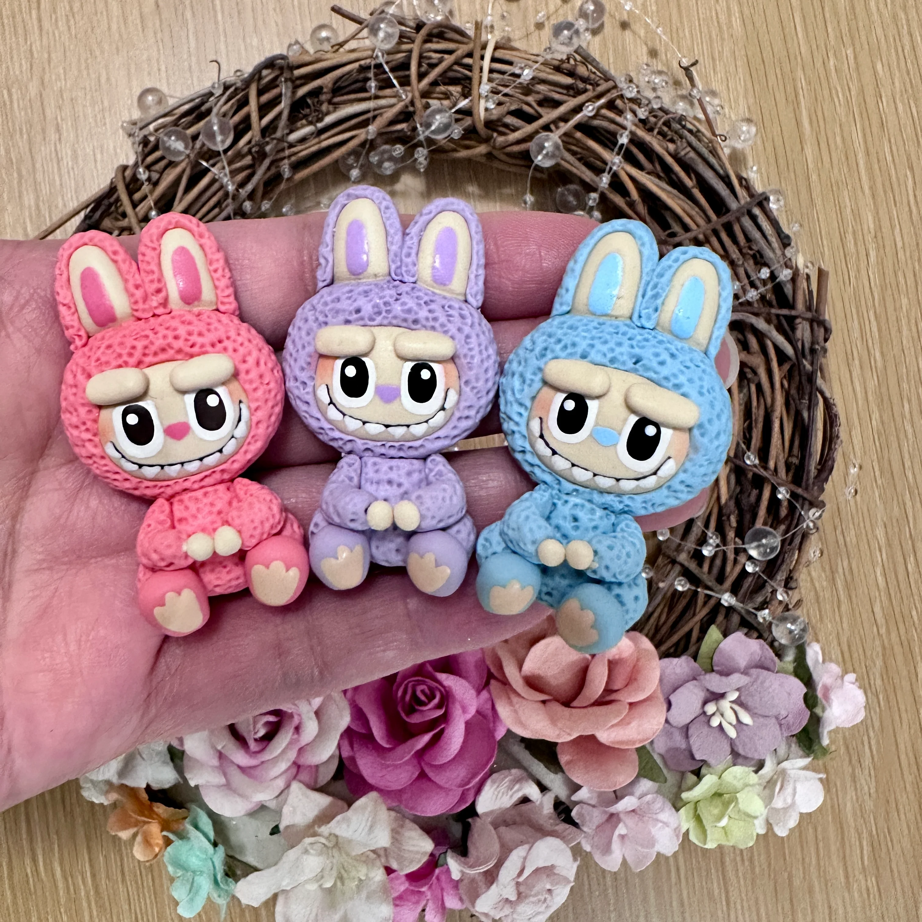 Spooky kawaii monster spongy cute - Embellishment Clay Bow Centre