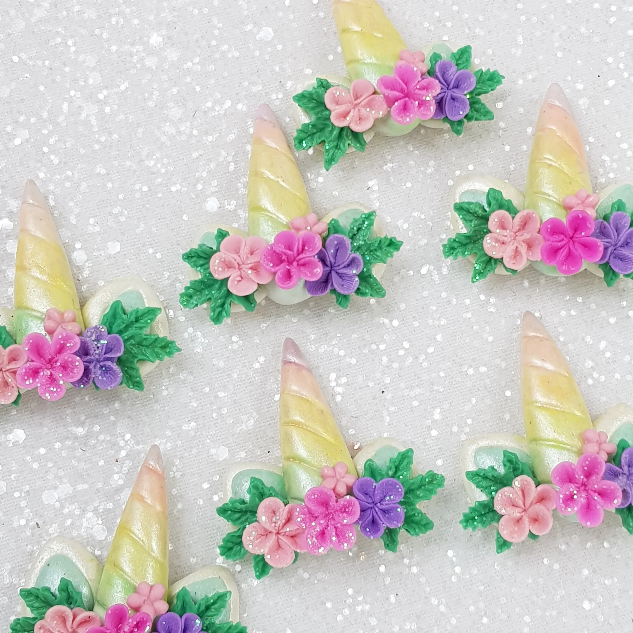 Spring Flower Unicorn Horn - Embellishment Clay Bow Centre