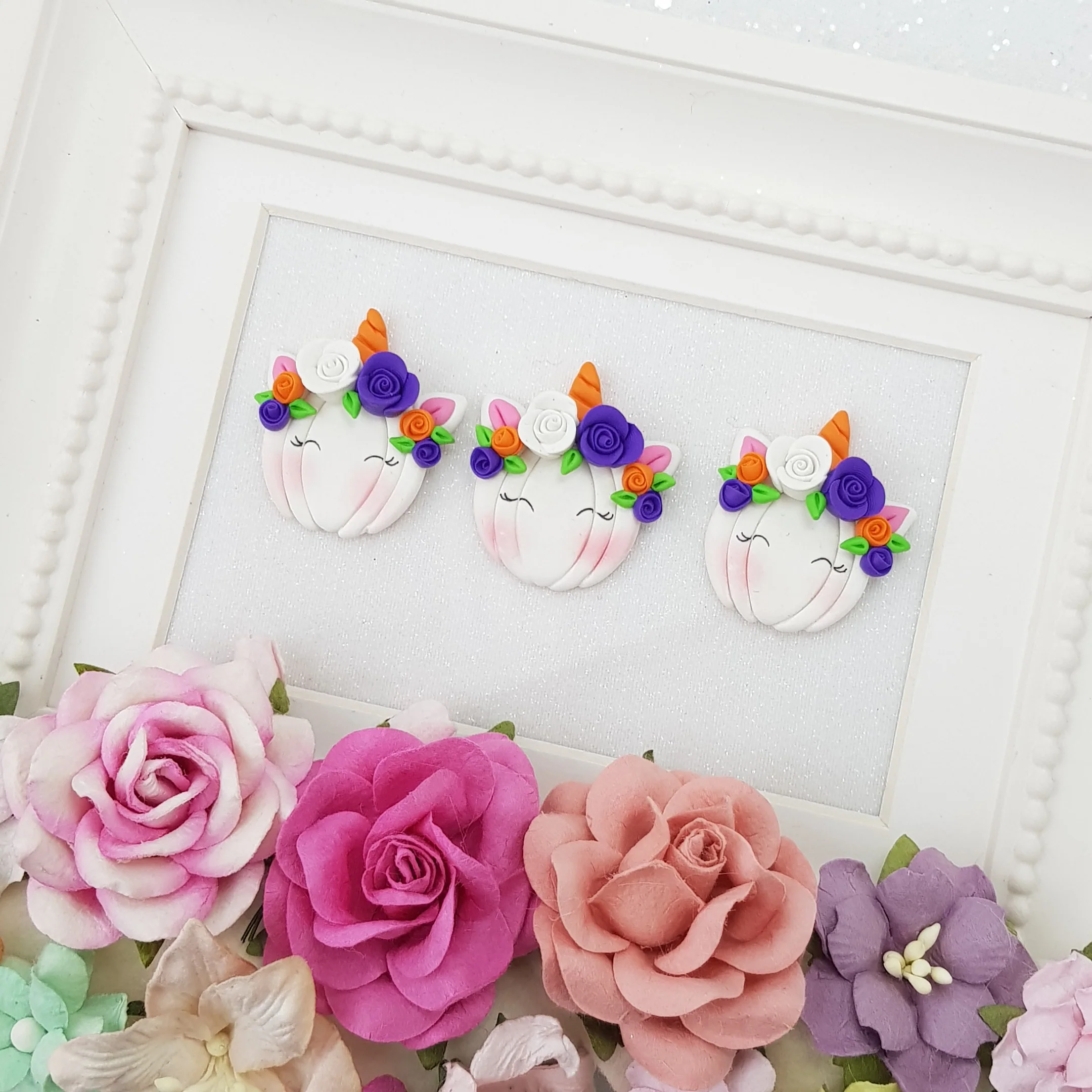 Spring pumpkin unicorn - Embellishment Clay Bow Centre