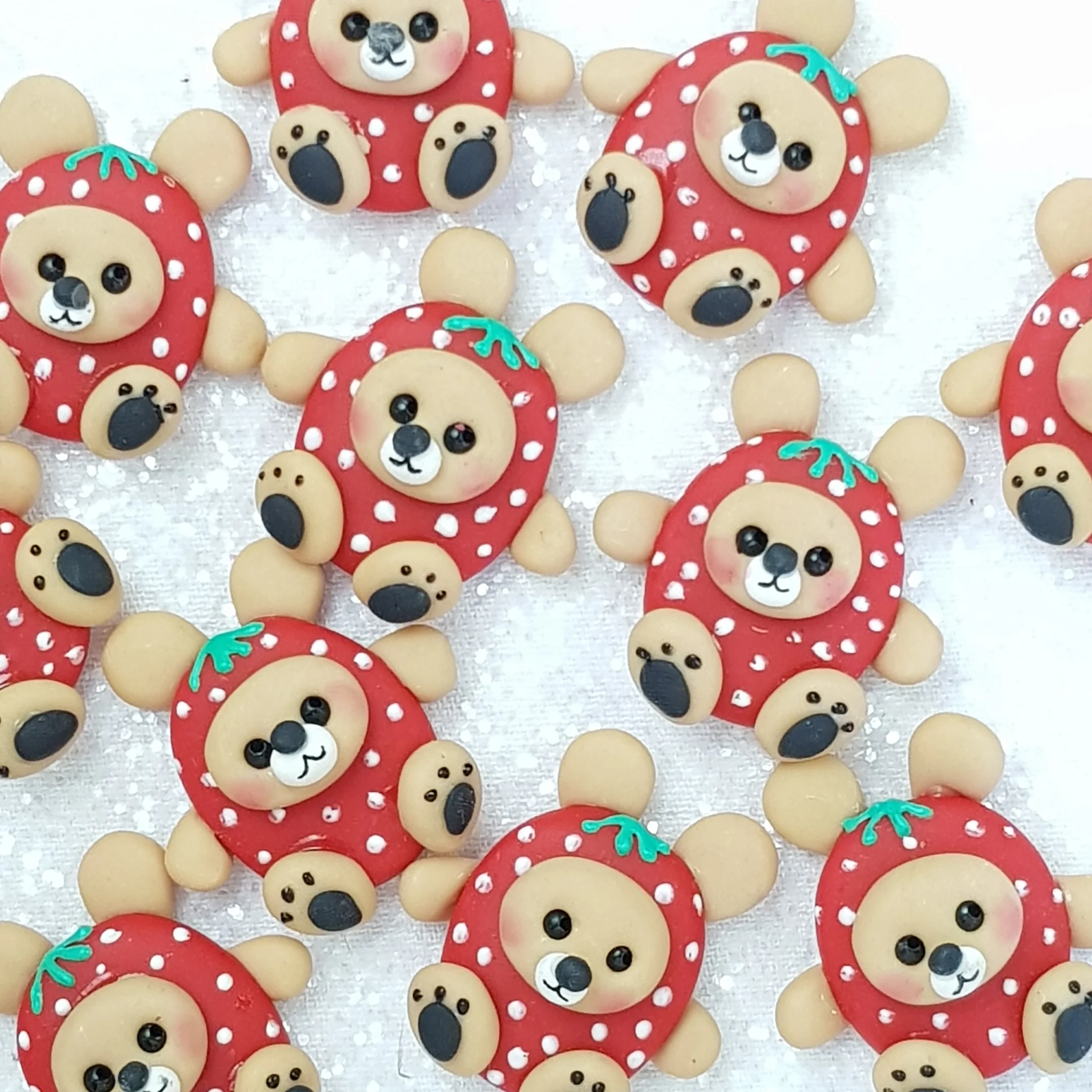 Strawberry Bear - Embellishment Clay Bow Centre