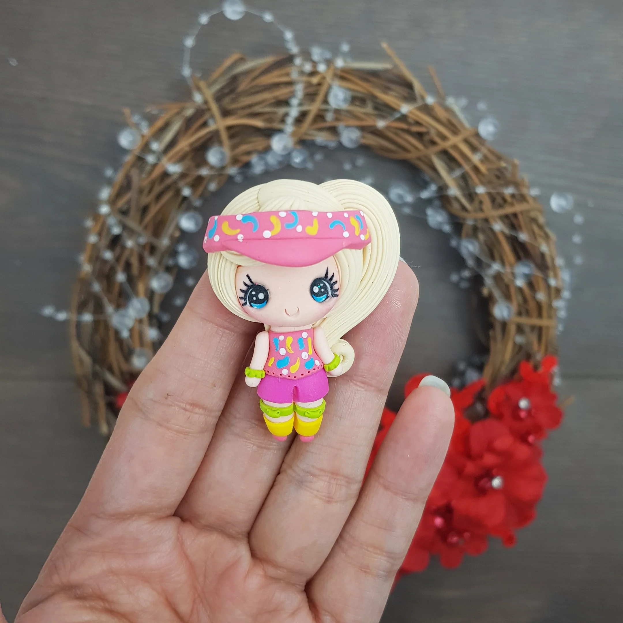 Summer cake girl - Embellishment Clay Bow Centre