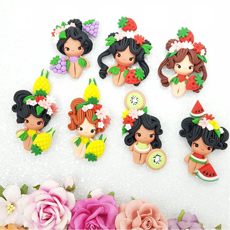 Summer fruit girls - Embellishment Clay Bow Centre - Image 2