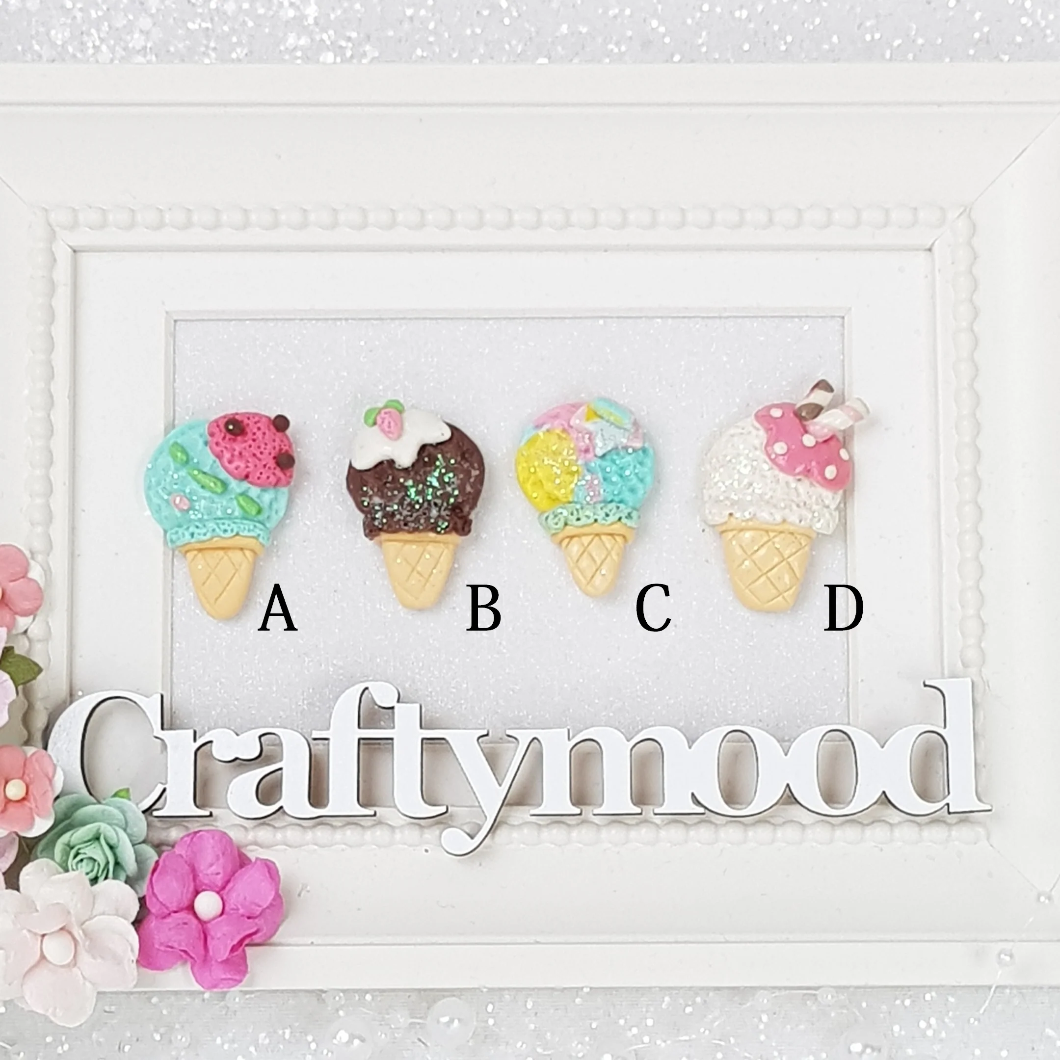 Summer Ice Cream Cone - Embellishment Clay Bow Centre