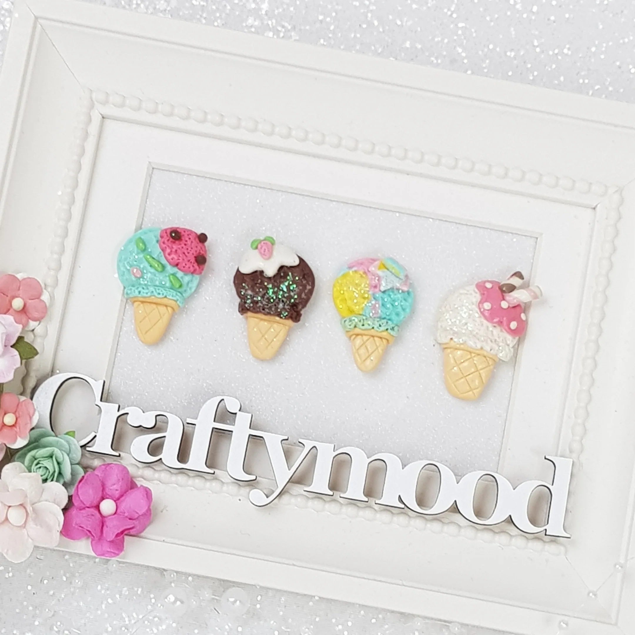 Summer Ice Cream Cone - Embellishment Clay Bow Centre - Image 2