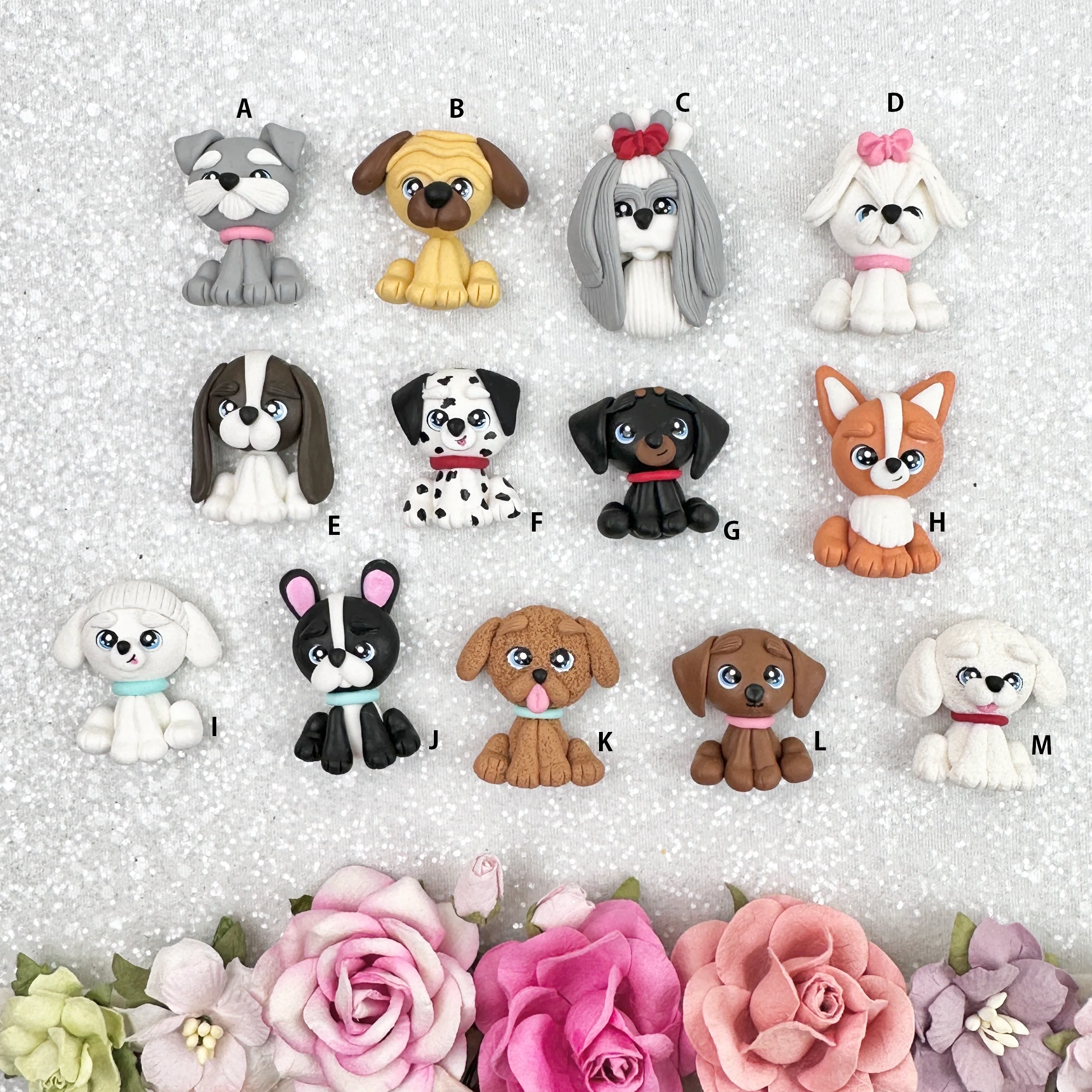 SALE The dogs family - Embellishment Clay Bow Centre