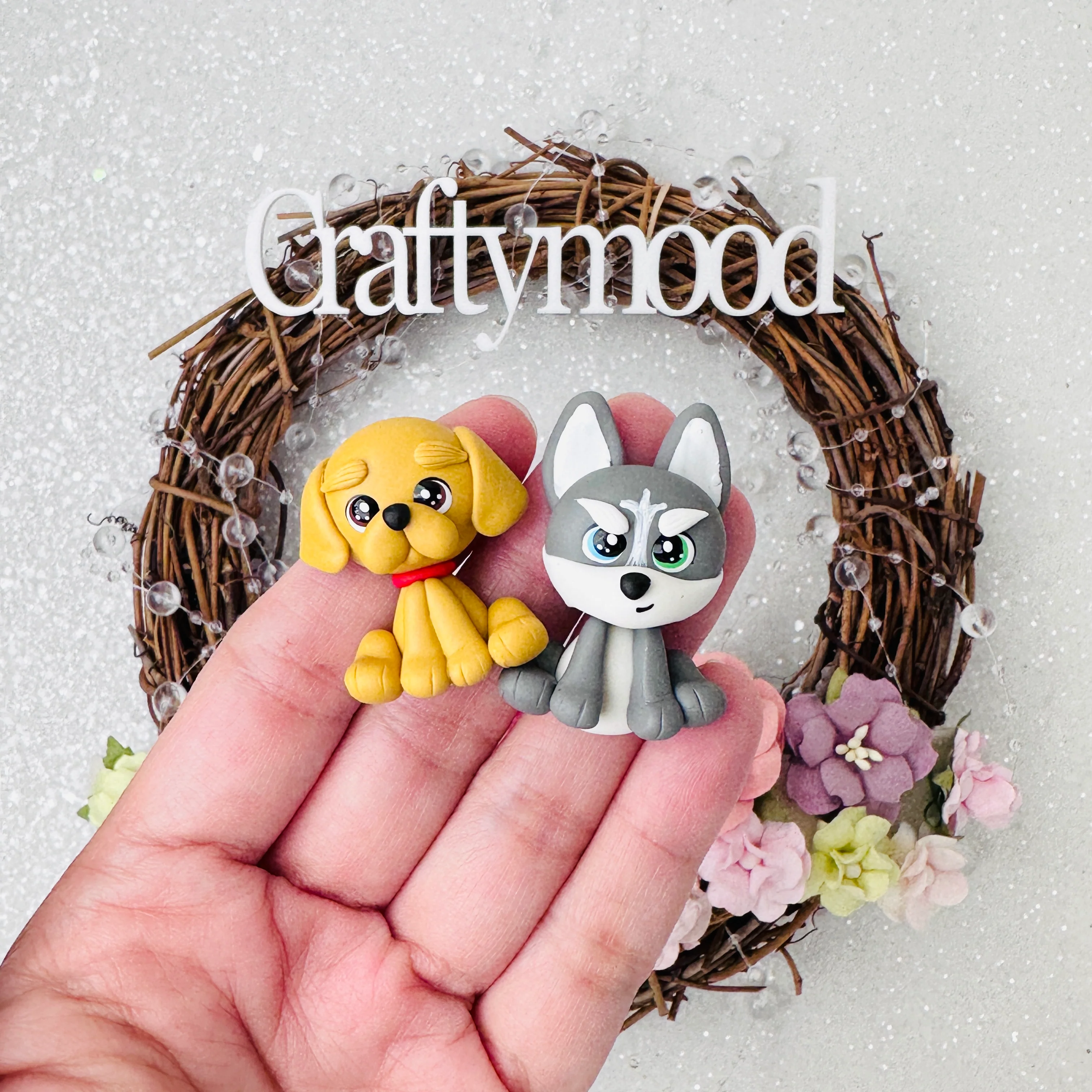 SALE The dogs family - Embellishment Clay Bow Centre - Image 2