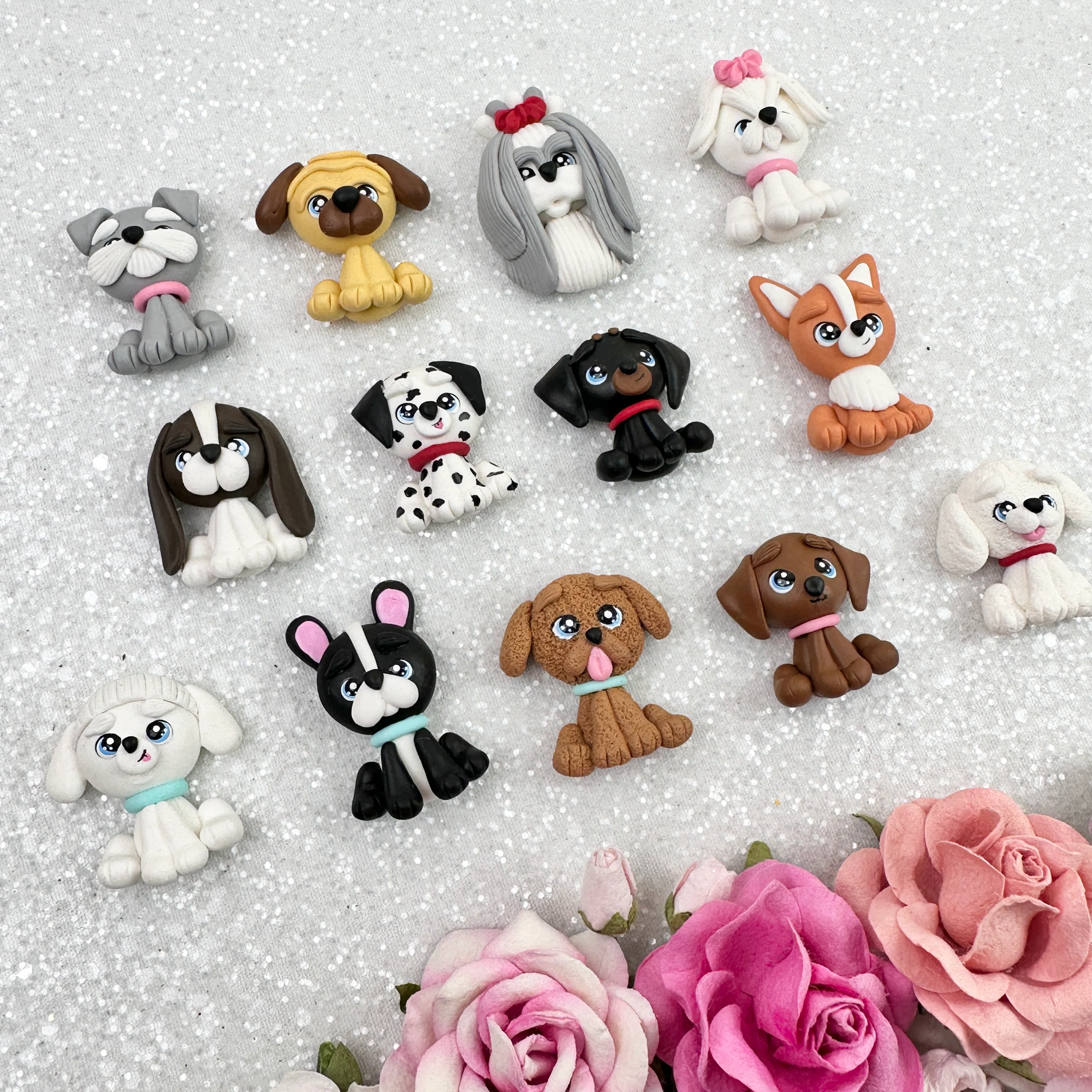 SALE The dogs family - Embellishment Clay Bow Centre - Image 3