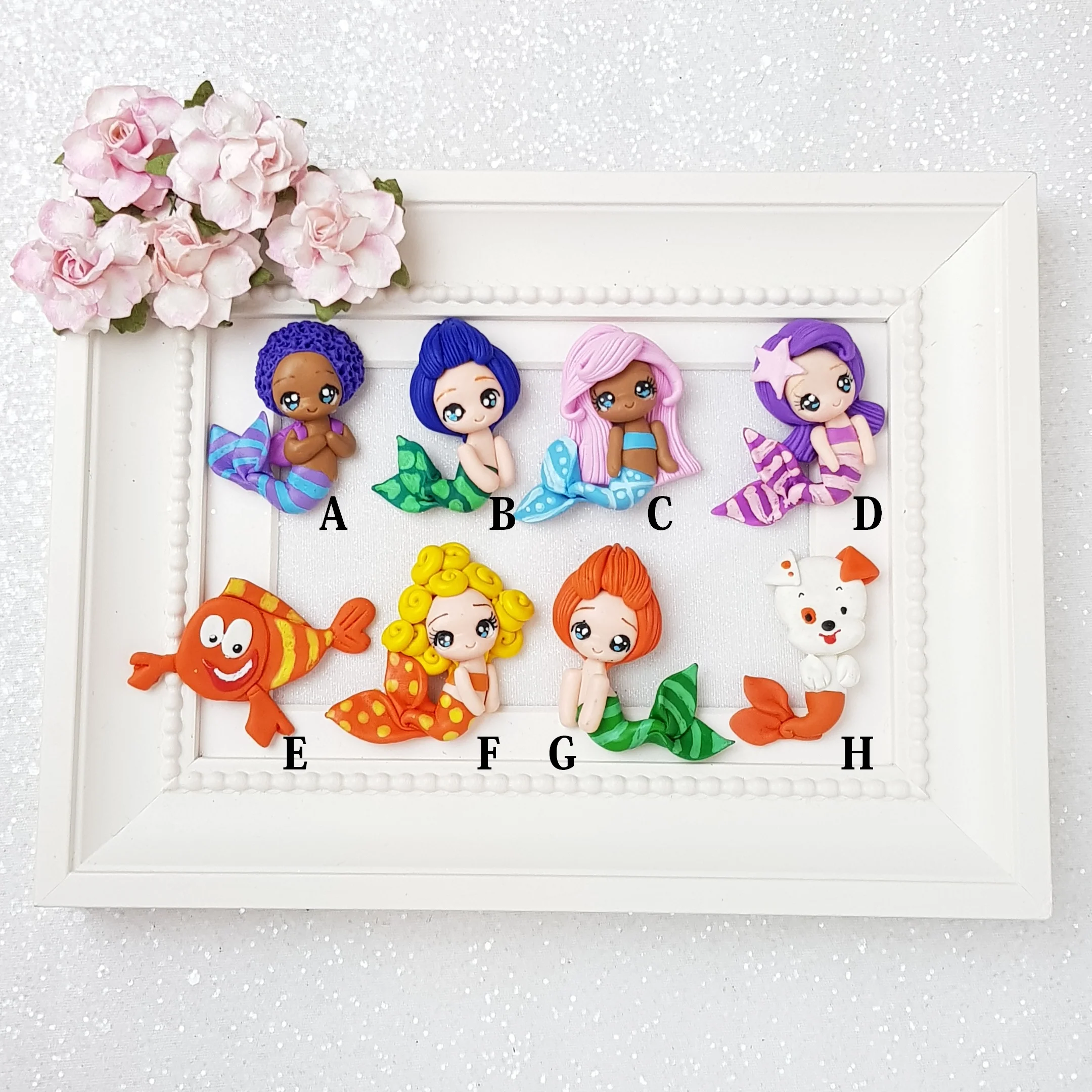 Sale The guppy friends - Handmade Flatback Clay Bow Centre