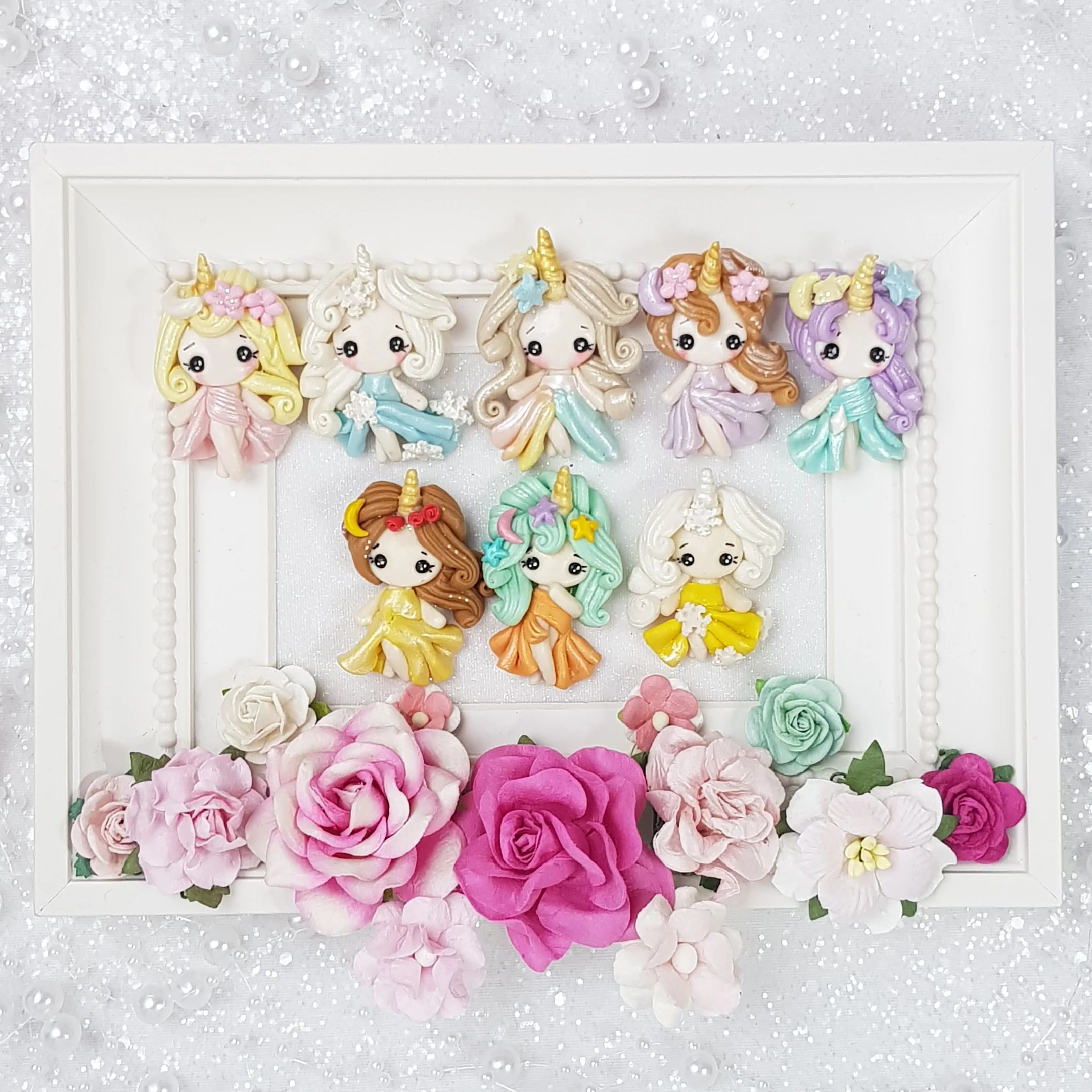 The Unicorn Princess - Handmade Flatback Clay Bow Centre