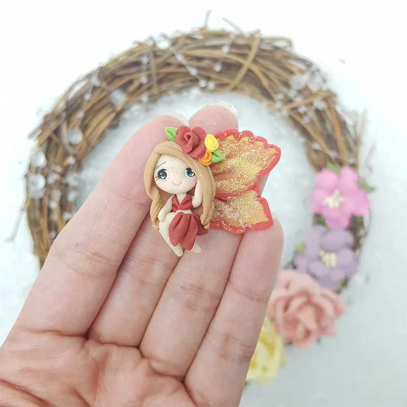 Tiny autumn fairy - Embellishment Clay Bow Centre - Image 2