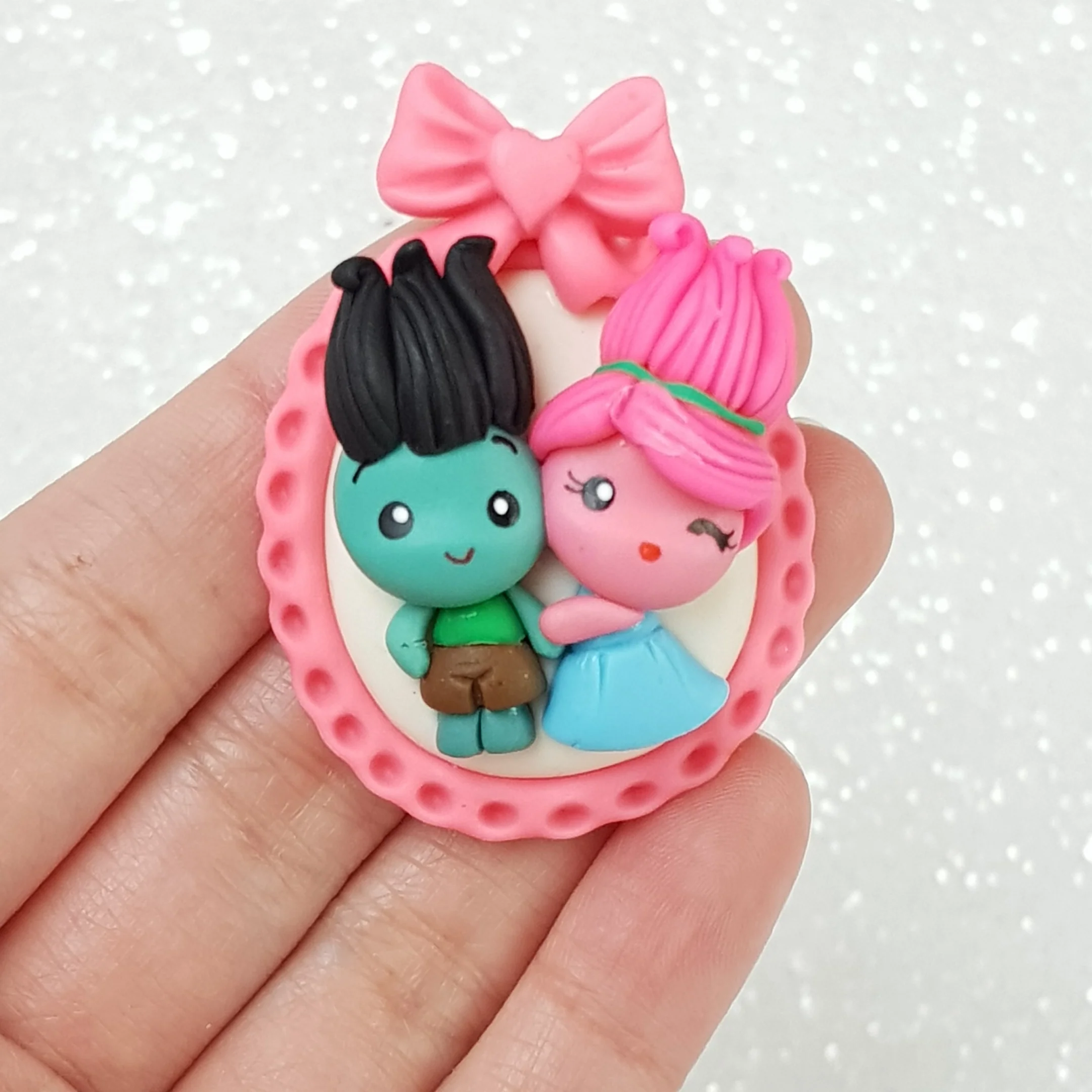 Troll cameo - Handmade Flatback Clay Bow Centre
