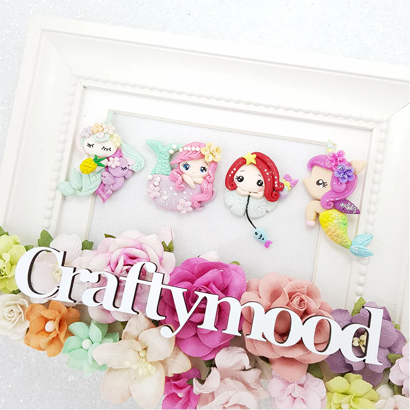 Underwater mermaids - Handmade Flatback Clay Bow Centre - Image 2