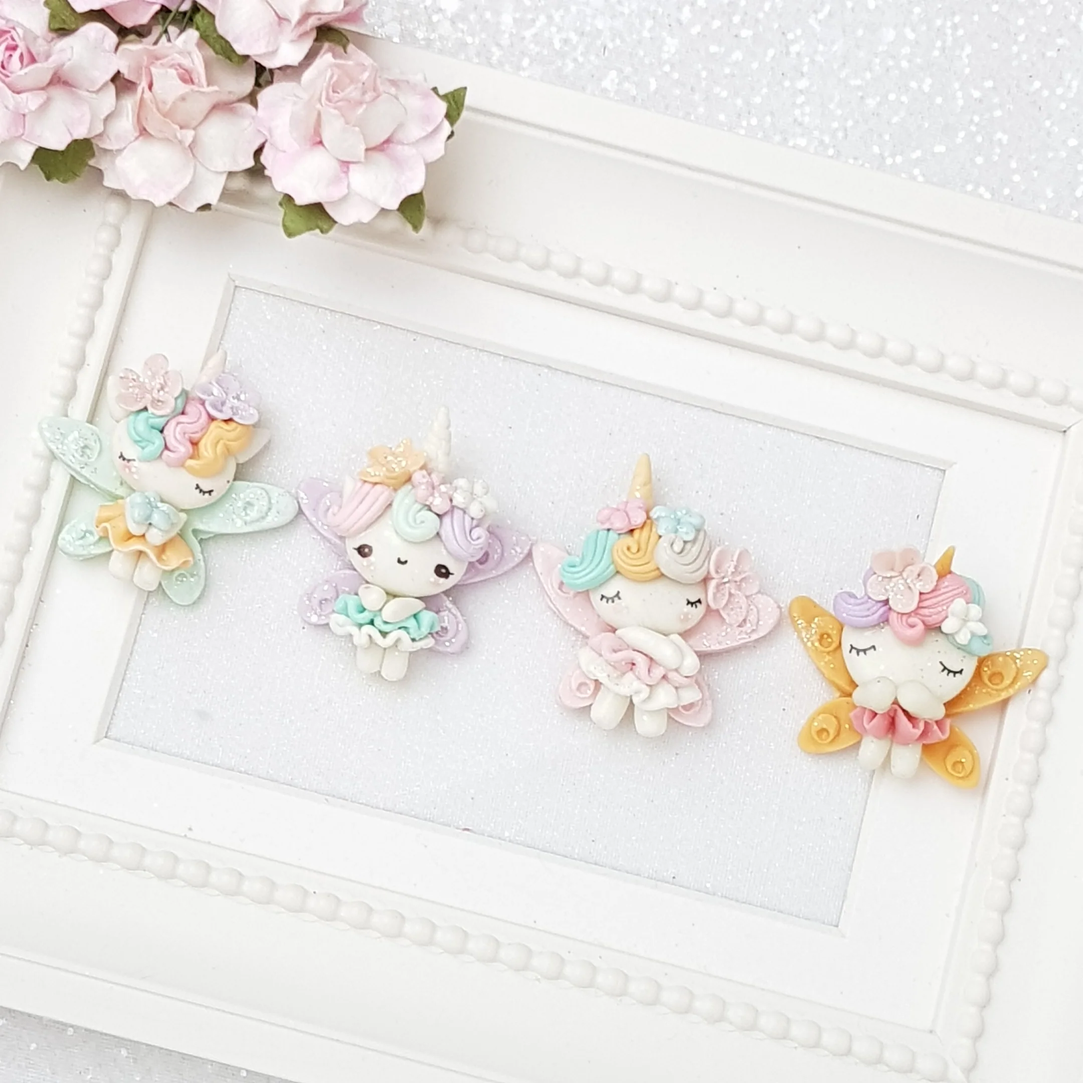 Unicorn fairies - Embellishment Clay Bow Centre - Image 2
