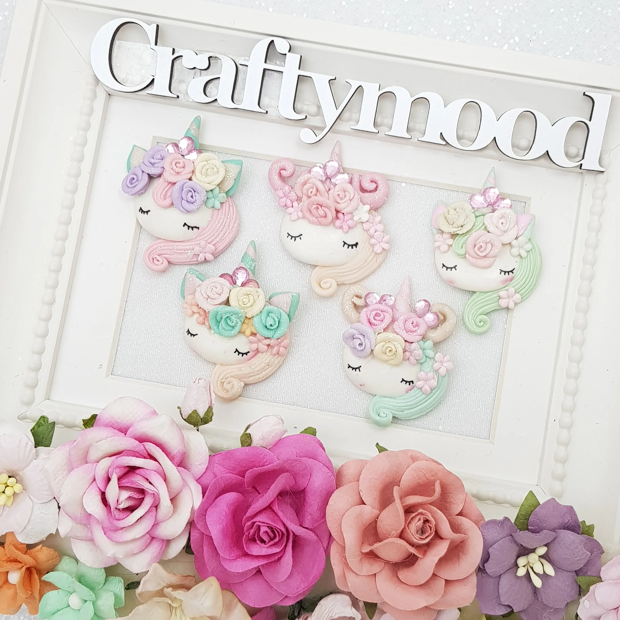 crystal Unicorn Head - Handmade Flatback Clay Bow Centre - Image 2