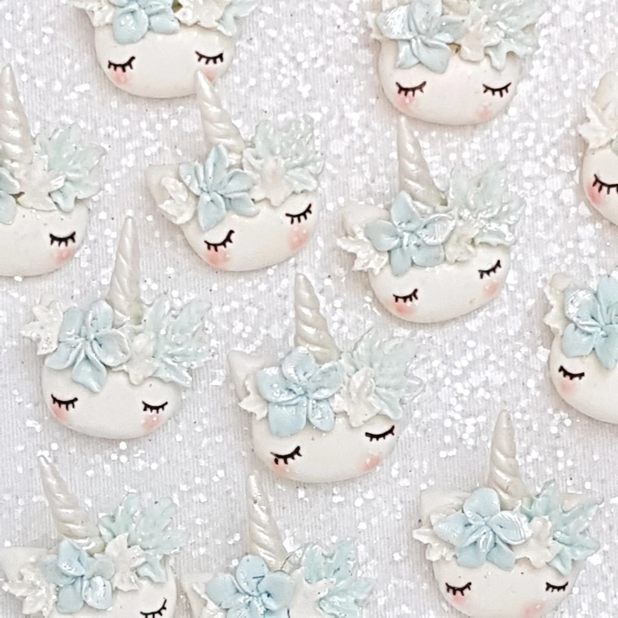 Unicorn Head - Ice - Handmade Flatback Clay Bow Centre