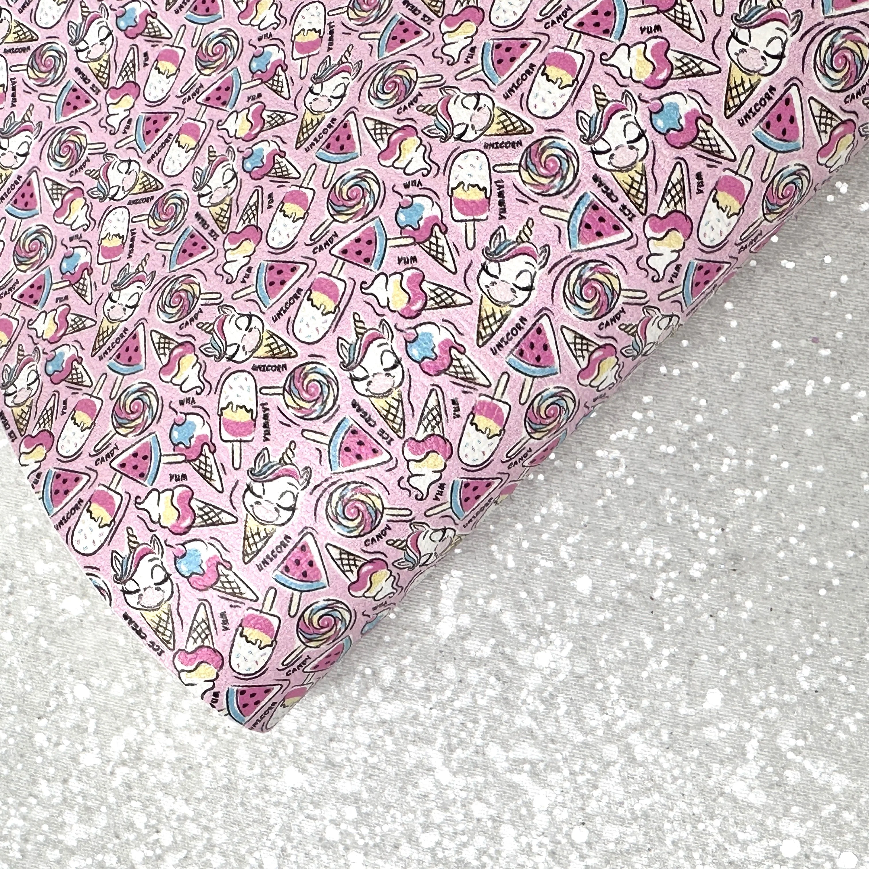 Unicorn ice cream - faux Pu Leather vinyl sheet