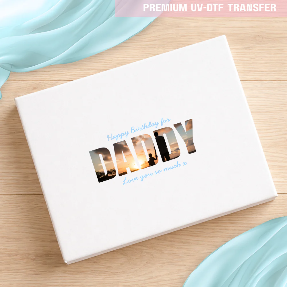 UV DTF decal - happy birthday for daddy - blue sky