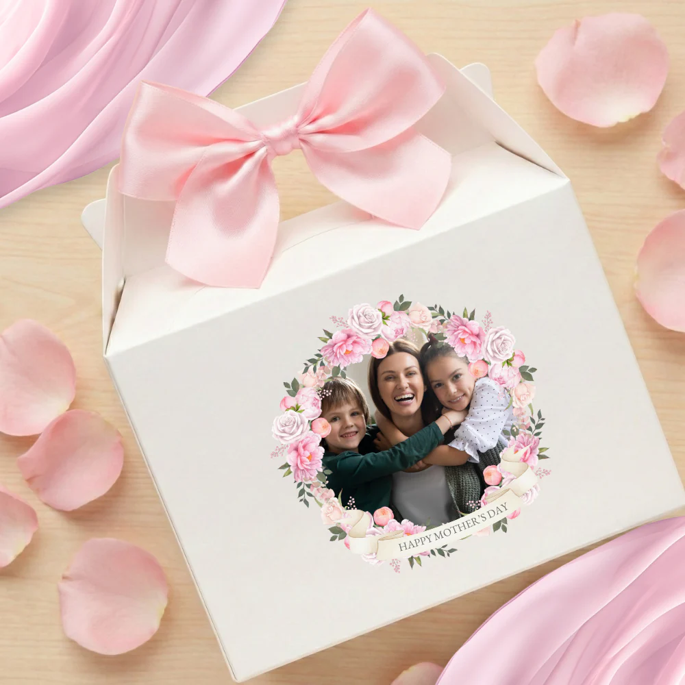 UV DTF decal - happy mothers day - pink floral wreath - Mothers day - Image 2