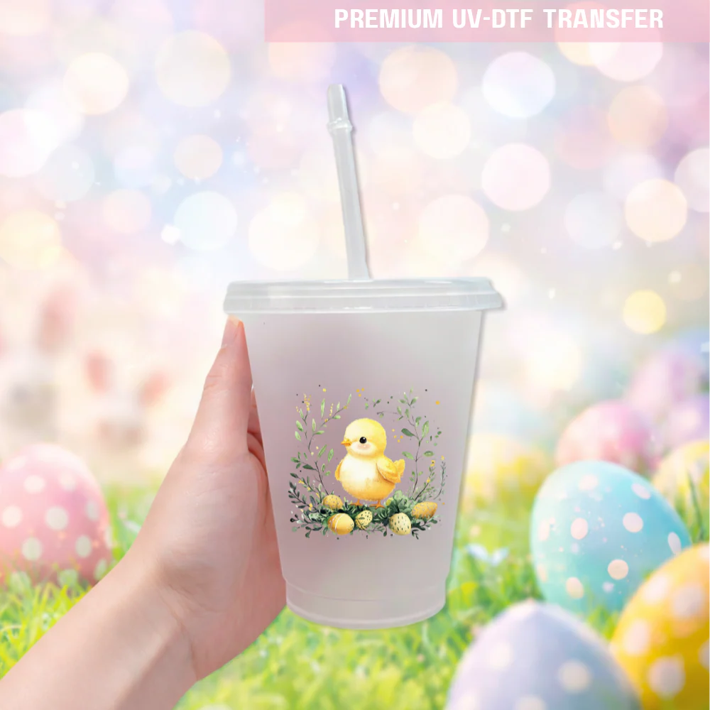 UV DTF decal - little chick spring - yellow - Easter - DTF ready to press - Image 2