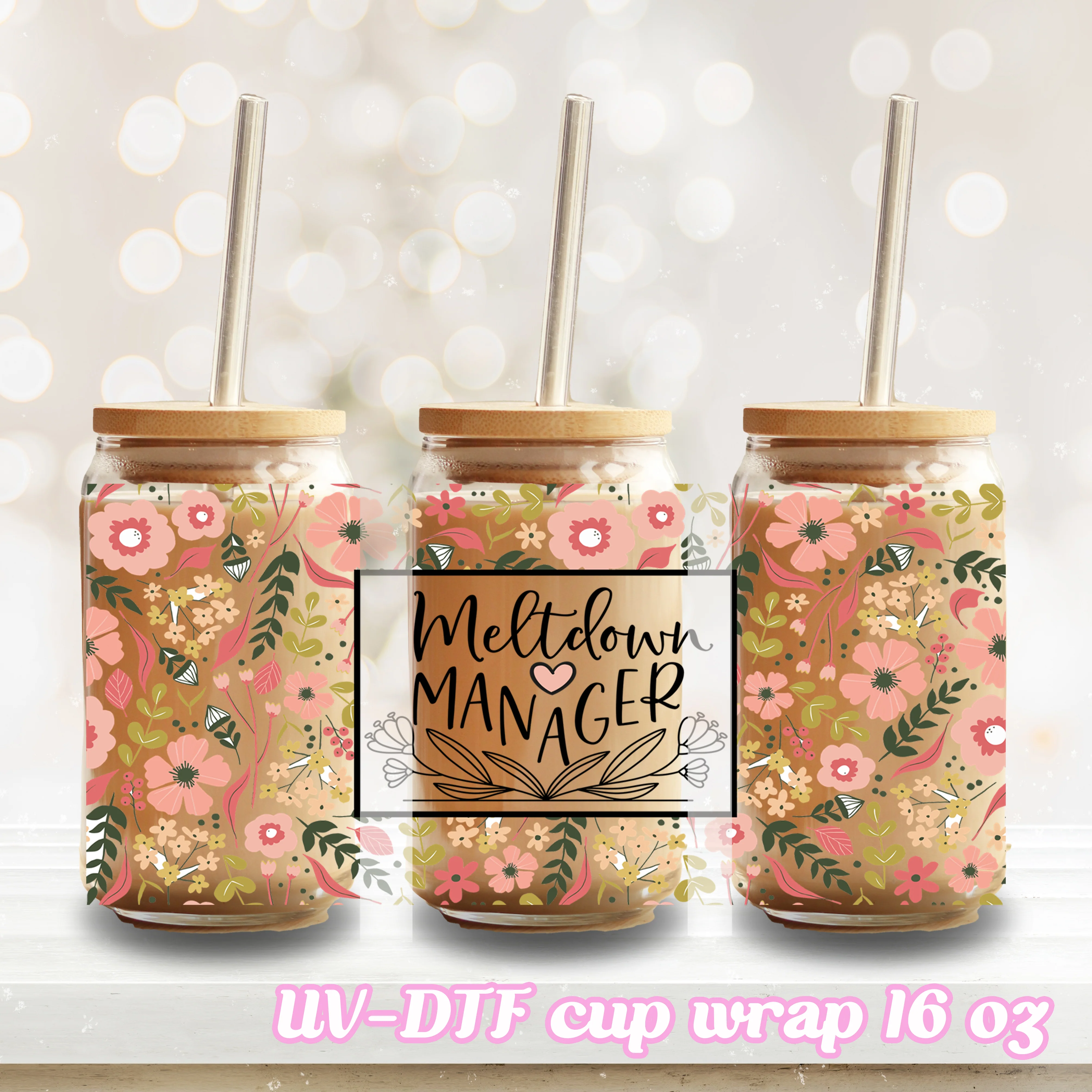 UV DTF - Meltdown manager - 16oz Libbey Glass Cup Wrap Only