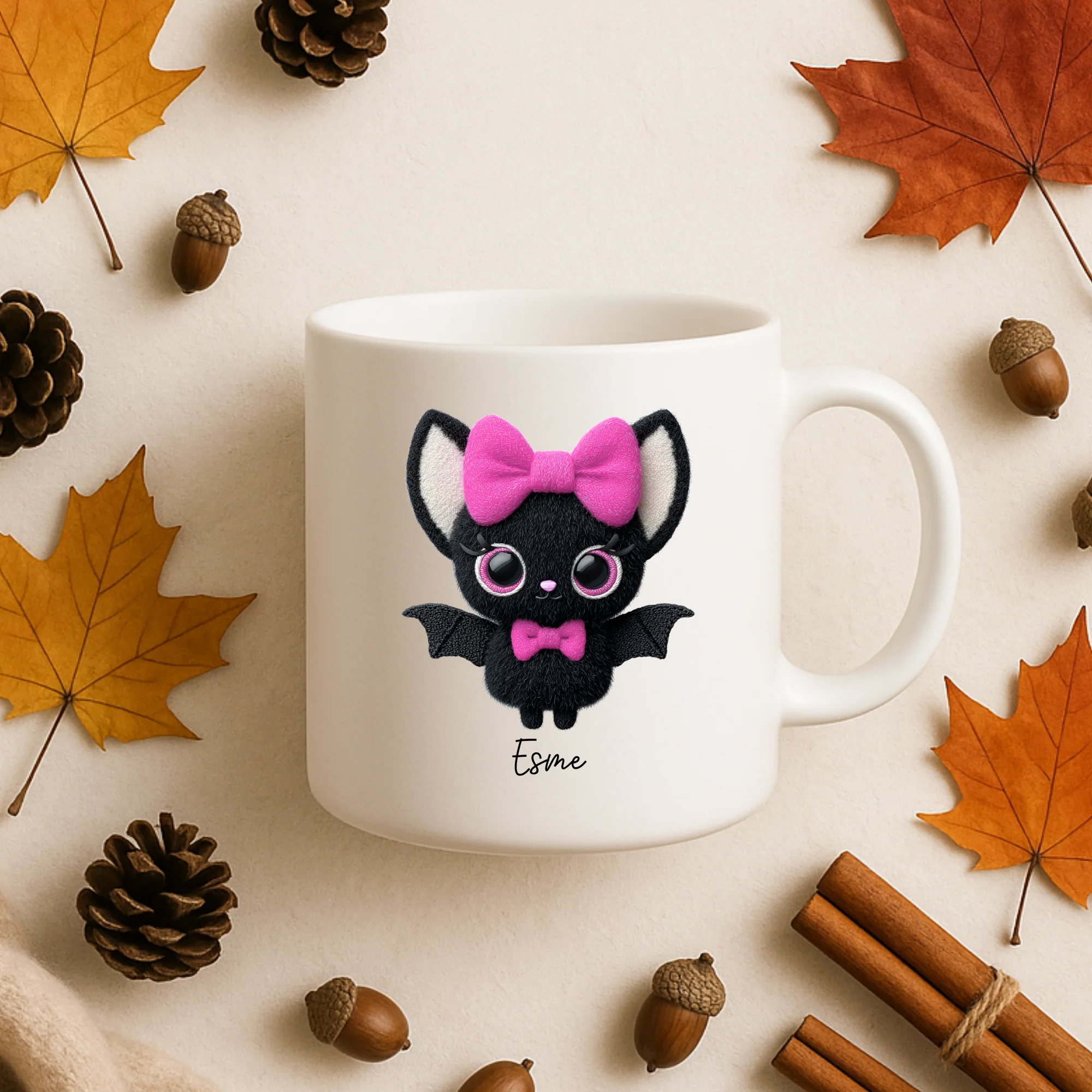 UV DTF - personalised cute bat Halloween with pink bow