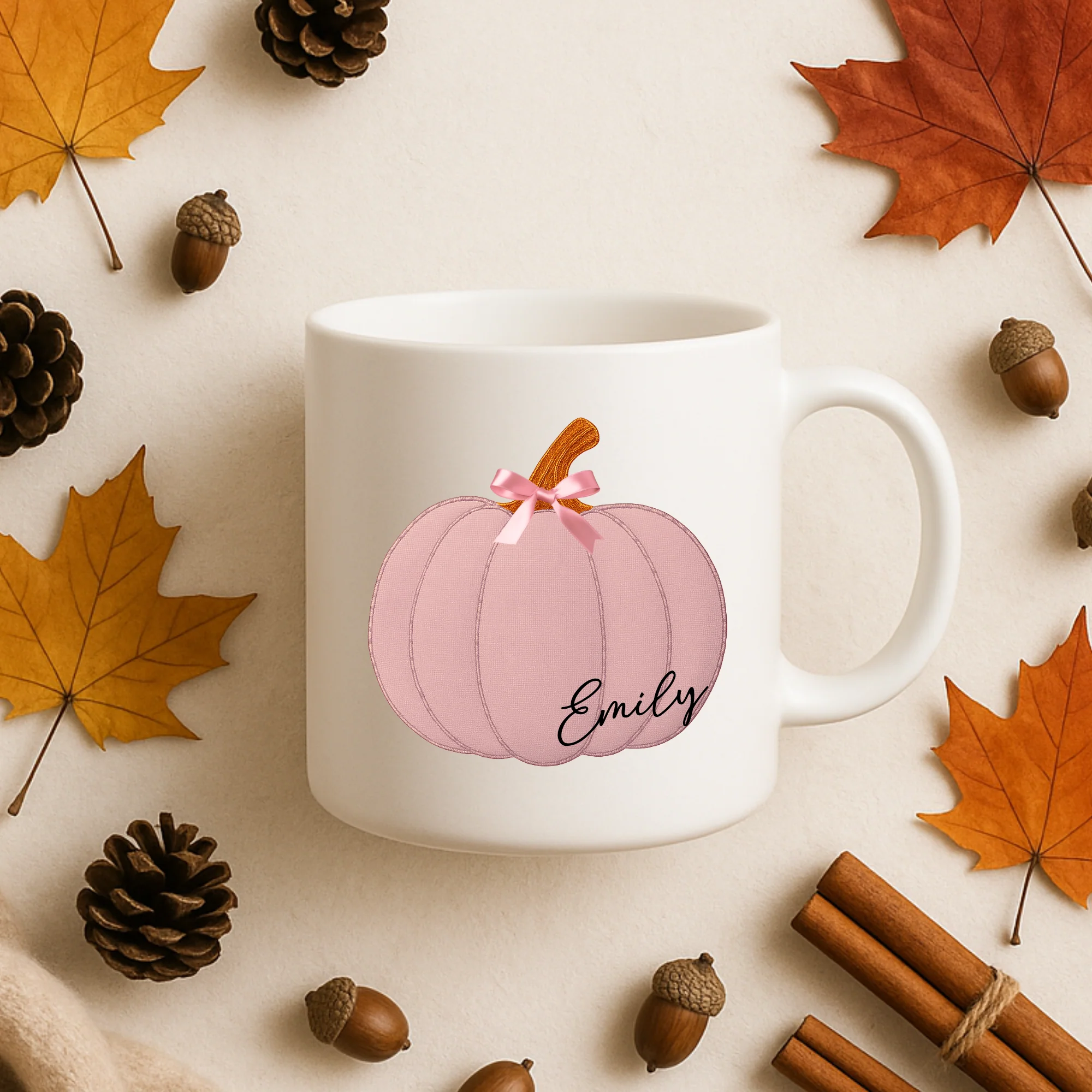 UV DTF - personalised seamed pink pumpkin