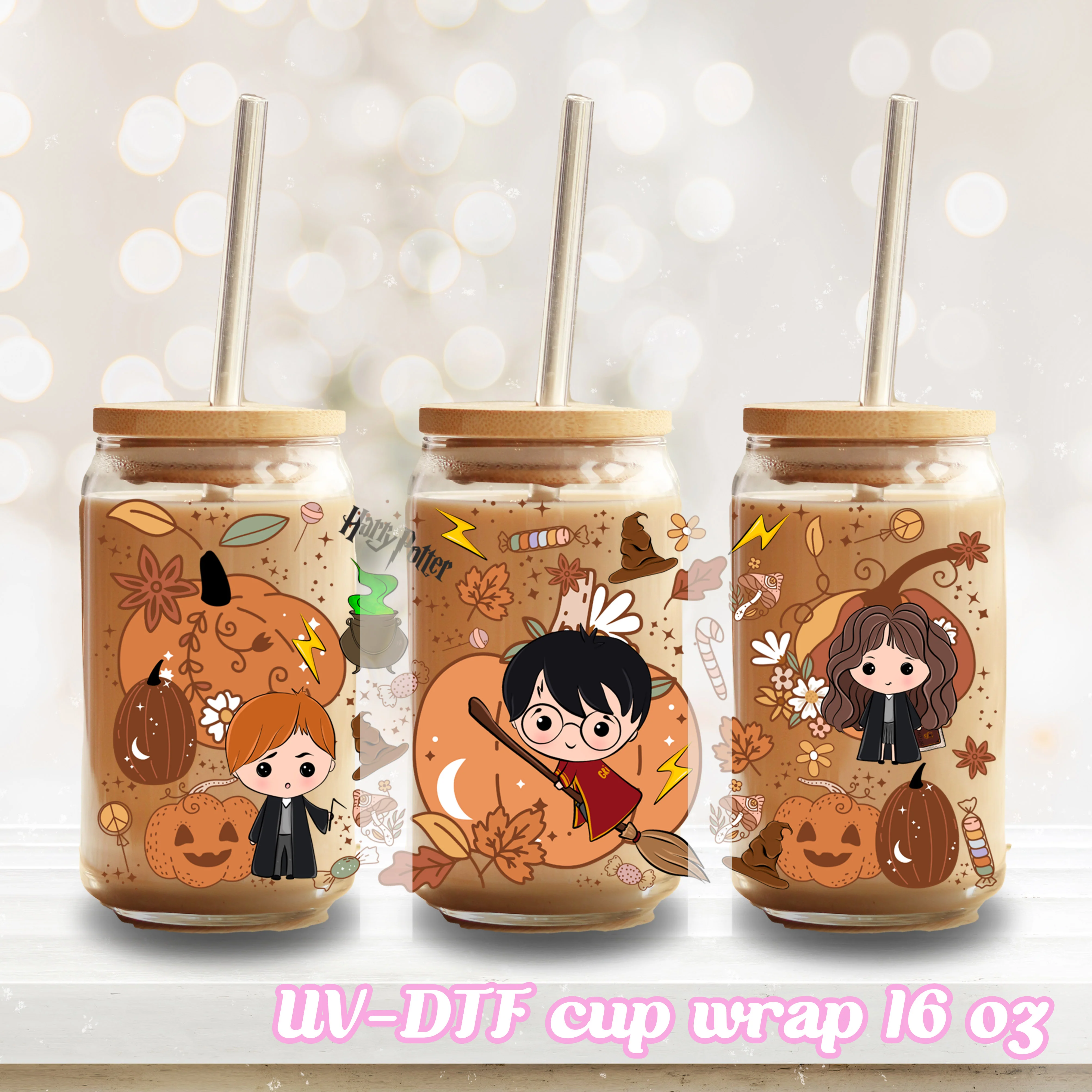 UV DTF - Wizard - 16oz Libbey Glass Cup Wrap Only