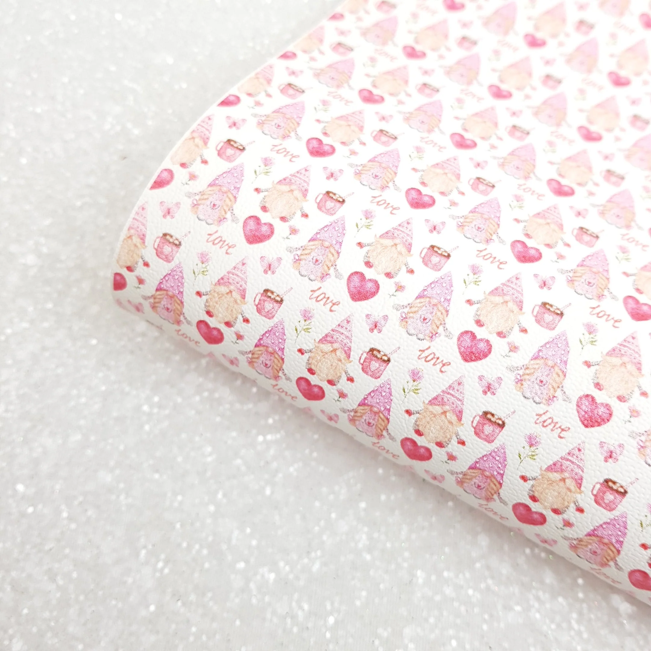 Valentine gonk gnome - Pu Leather vinyl - canvas - choose Fabric material Sheets