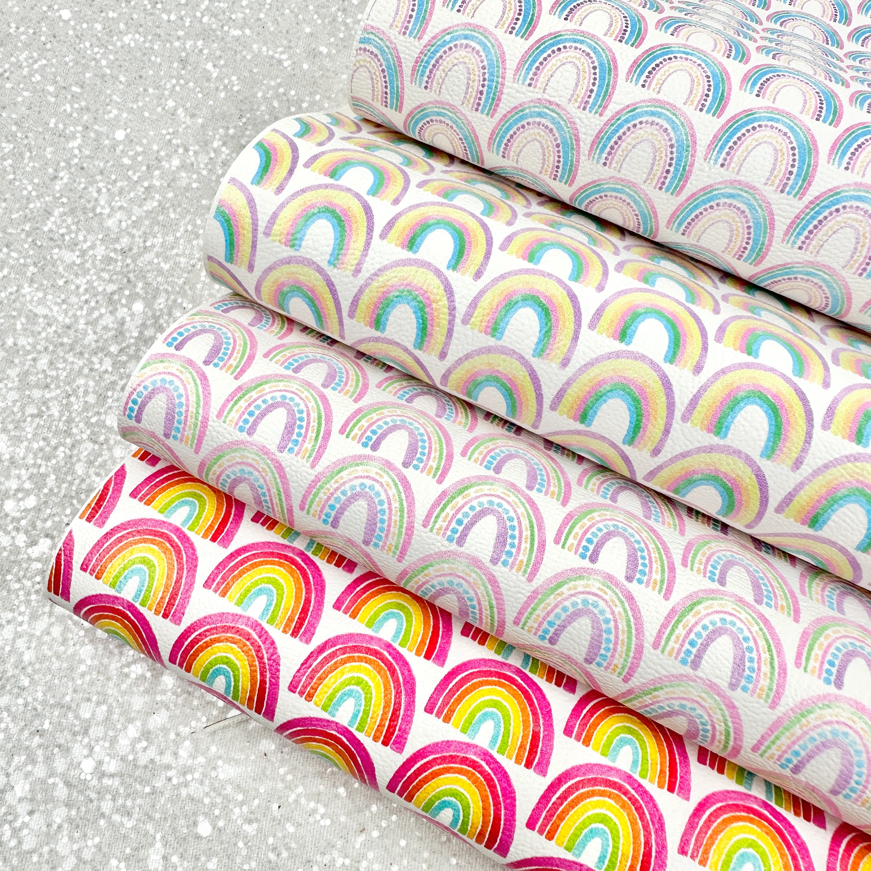 Watercolour rainbow - Pu Leatherette vinyl - canvas - choose Fabric material Sheets - Image 2