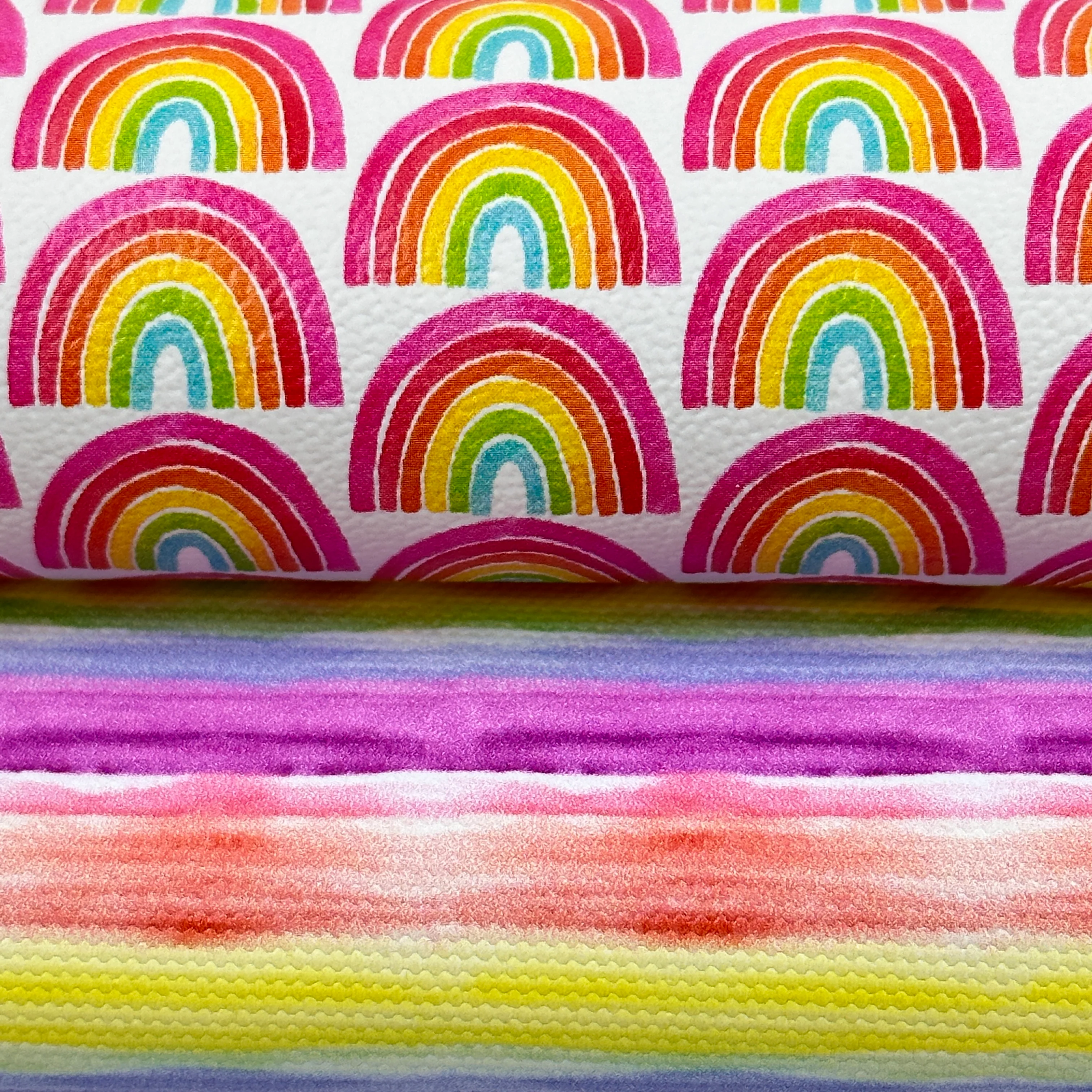 Watercolour rainbow stripes - Pu Leatherette vinyl - canvas - choose Fabric material Sheets - Image 2
