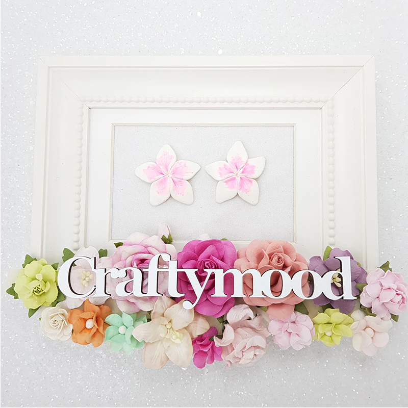 White pink frangipani - Handmade Flatback Clay Bow Centre
