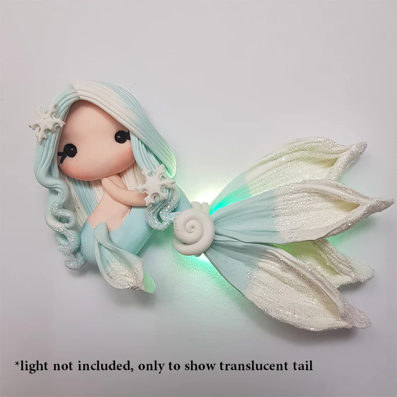 Winter ice blue beautiful mermaid - Embellishment Clay Bow Centre - Image 2
