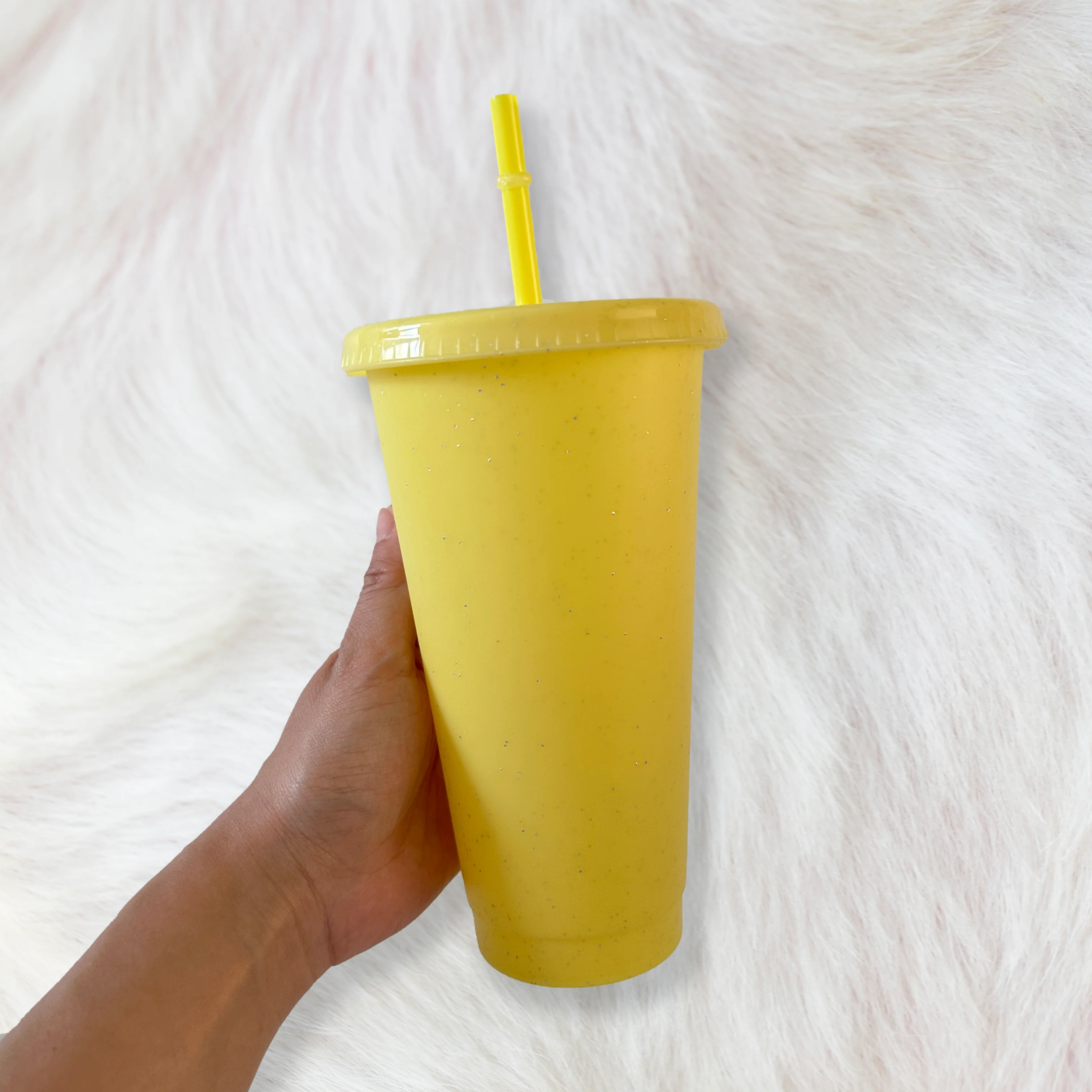 Yellow - Glitter colour Cold cup 24oz - Image 2
